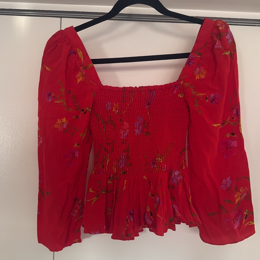 NWOT Lovers + Friends Smocked Faye Floral Puff Sleeve Top - Picture 11 of 11